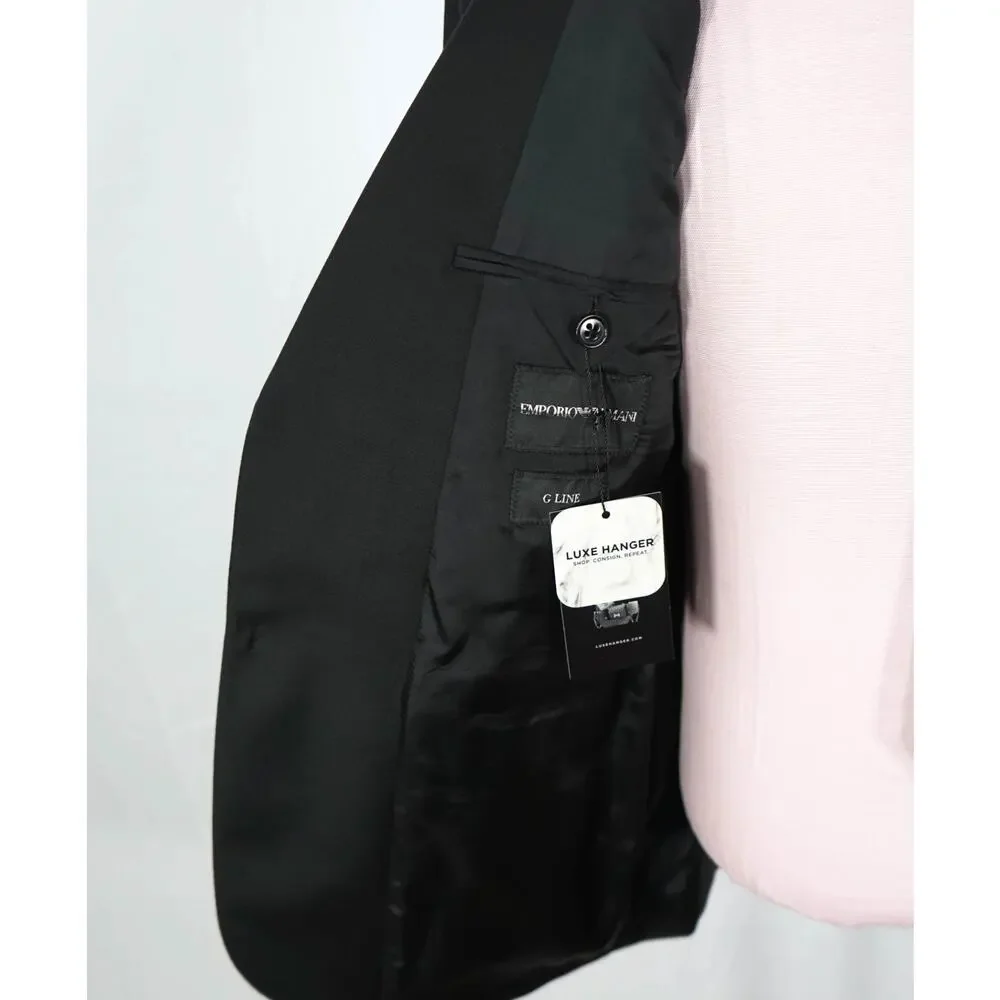 $1,495 EMPORIO ARMANI - Solid Black 130's Wool Blazer - 40R